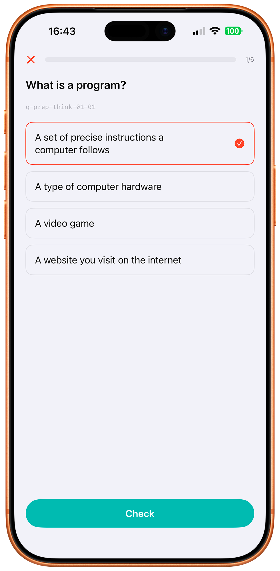 Multiple choice quiz question
